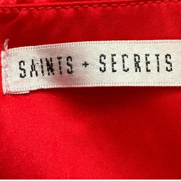 SAINTS + SECRETS NWT Red Satin Halter Ruched Mini Dress Bodycon Size 10 - Picture 13 of 13